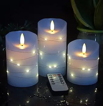 Set of 3 Fall Kitchen Island, Fall Kitchen Island Decor, Peaceful Love, White And Blue Wedding, Dancing Flame, Flameless Tea Lights, Led Bleu, Electronic Candles, Celestial Wedding