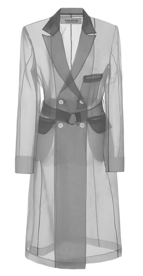 Grey mid-length organza coat with front buttons, pockets, lapel collar and a belt. 100% polyester Dry clean only Made in South Korea Model is wearing size FR36 She is 178cm, bust 81cm, waist 60cm, hips 90cm Organza Trench Coat, Organza Coat, Moodboard Png, Organza Jacket, Summer Coats, Grey Trench Coat, Spring Coat, Trench Coats Women, 가을 패션