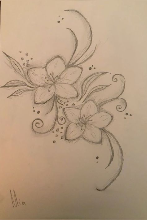 Y2k Flower Drawing, Lily Sketch Simple, Habisquis Flower Drawing Easy, Hibiscus Flower Drawing Step By Step, Easy Lily Drawing, How To Draw A Hibiscus Flower, How To Draw Hibiscus Flower, Lily Drawing Simple, Hibiscus Flower Drawing Simple