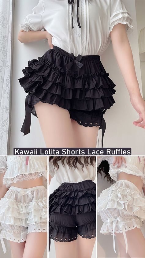 This cute kawaii Lolita shorts are perfect to give you sexy and cute girly look

Buy this if you want to go on a party, friends gathering or to have kawaii cute looks going on a date! Girly Shorts, Frilly Shorts Outfit, Kawaii Ruffle Bottoms For Summer, Kawaii Style, Gothic Pyjamas, Kawaii Pjs, Kawaii Bloomers, Cute Short Pink Bloomers, Cute Pink Bloomers For Playwear