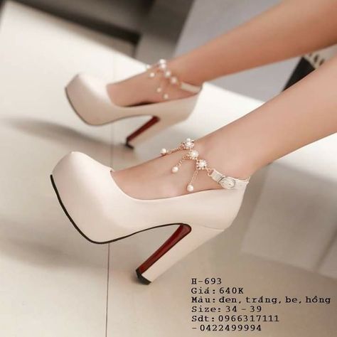 Korean Shoes, Chunky Pearls, Cute Shoes Heels, Shoes Heels Classy, Bohemian Bags, Heels Classy, Shoes On Sale, Korean Fashion Women, Girly Shoes