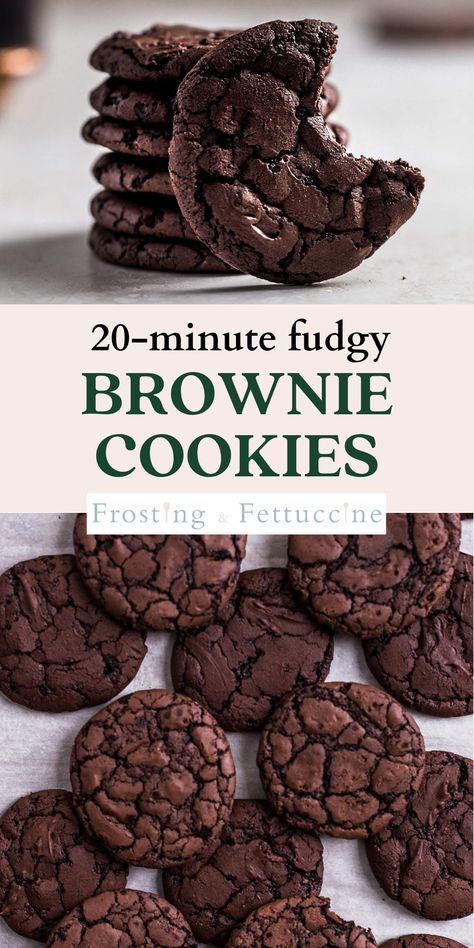 25 Minute Brownie Cookies, Easy To Bake Treats, Best Simple Cookie Recipes, Super Simple Cookie Recipe, Fudgy Chocolate Brownie Cookies, Cookies Made With Cocoa Powder, Easy Cookie Recipes For Christmas, Best Brownie Cookie Recipes, Easy Sweet Treats For One