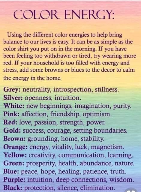 Color Energy, Color Healing, Color Meanings, Energy Work, Color Psychology, Spiritual Healing, Chakra Healing, Color Therapy, Book Of Shadows