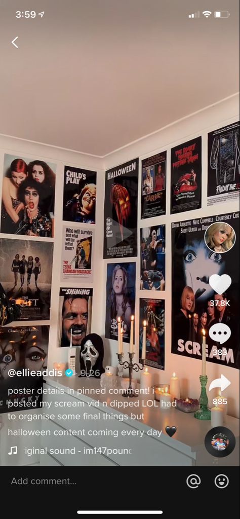 Vintage Grunge Bedroom, Horror Bedroom Ideas, Horror Themed Bedroom, Horror Room Ideas, Horror Bedroom, Movie Themed Rooms, Movie Bedroom, Horror Room, Halloween Bedroom Decor