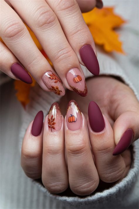 Embrace the beauty of autumn with these stunning almond fall nail ideas that perfectly capture the season's essence. Picture warm, earthy tones and intricate leaf designs that elegantly wrap around almond-shaped nails, creating a chic look that stands out. Whether you're headed to a cozy gathering or just want to treat yourself, these nails will inspire your fall aesthetic. Get ready to flaunt your unique style! #FallNailIdeas #AlmondNails #AutumnNails #NailArt #CozyVibes Thanksgiving Nail Designs Almond, November Nails Ideas Almond, Autumn Nails Acrylic Almond, Autumn Nails Almond Shape, Theme Nails, November Nail Designs, Cozy Gathering, Pastel Nail Art, Fall Nail Ideas