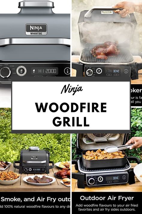 Ninja Woodfire 7-in-1 Outdoor Grill is a combo BBQ Smoker, & Outdoor Air Fryer with Woodfire Technology. It's perfect for apartment/condo balconies and other small outdoor spaces. Because it's electric, you can use it in places where propane or charcoal grills are not allowed and it can be stored outdoors. I use the cover on mine and it's been fabulous! #Ninja #smoker #affiliatelink Outside Grill Ideas, Ninja Woodfire Grill Recipes, Wood Fire Grill Recipes, Ninja Woodfire Grill, Smoked Wings, Outside Grill, Charcoal Grills, Bbq Smoker, Fire Grill