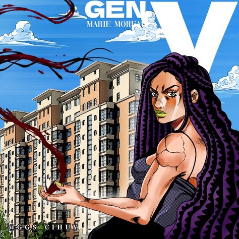 Gen V series X Jjba Stone Ocean Araki Art Style, Drawing Poses Ideas, Jjba Stone Ocean, Jjba Oc, Art Style Reference, Hirohiko Araki, Gen V, V Fanart, Adventure Anime