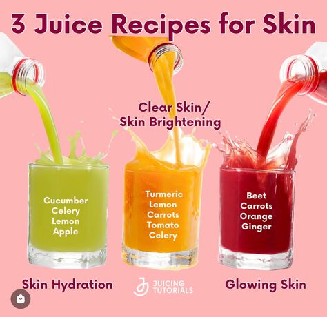 Juice Recipes For Skin, Recipes For Healthy Skin, Glowing Skin Juice, Cold Pressed Juice Recipes, Juicing Ideas, Benefits Of Fruits, Fresh Juice Recipes, Juice For Skin, Juice Cleanses