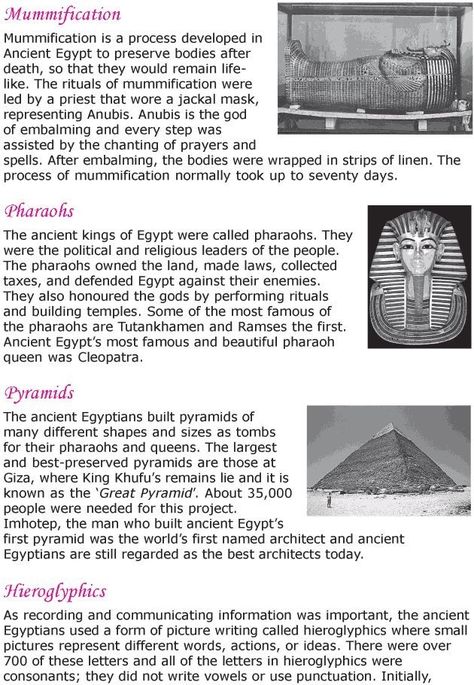 Grade 6 Lessons, Grade 6 Reading, Ancient Civilizations Lessons, Egypt Unit Study, Facts About Ancient Egypt, Ancient Egypt Unit Study, Ancient Egypt Lessons, Sphinx Egypt, English Reading Comprehension