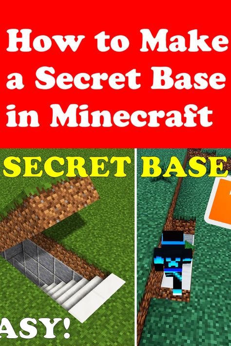 Minecraft Hidden Base, Minecraft Building Ideas Step By Step, Minecraft Secret Base, Underground Building, Base Tutorial, Minecraft Secrets, Secret Base, Kids Art Galleries, Minecraft House Plans