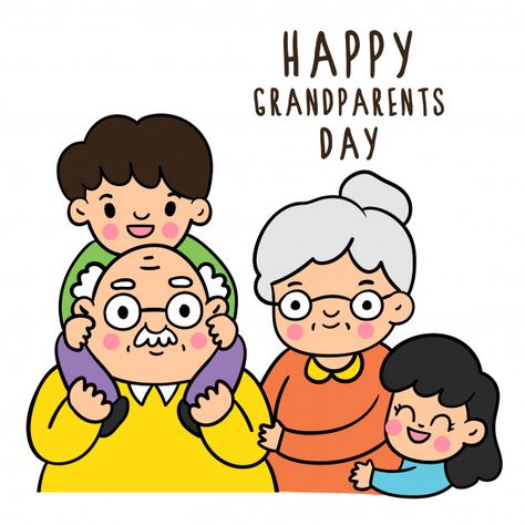 Grandparents Day Drawing, Grandparents Day Crafts, Happy Grandparents Day, Grand Parents, Romantic Quotes For Her, Draw Doodle, Kids Doodles, Cartoon Hair, Cute Panda Wallpaper