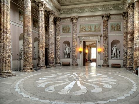 Jupiter Aesthetic, Kedleston Hall, Marble Hall, Open Courtyard, Winter Court, Neo Classical Architecture, Robert Adam, Classic Style Interior, Corinthian Capital