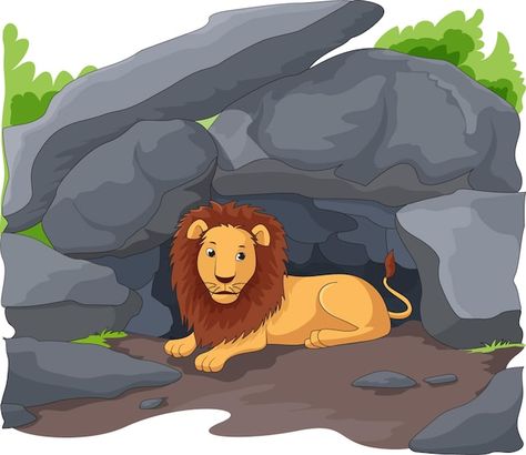 Lion sitting in the den vector illustrat... | Premium Vector #Freepik #vector #lion-vector #lion-illustration #lion-jungle #lion-illustration-kids Lion Sitting, Ocean Gif, Animals And Their Homes, Zoo Project, Lion Pictures, The Den, Alphabet Activities, Children Illustration, Vector Photo