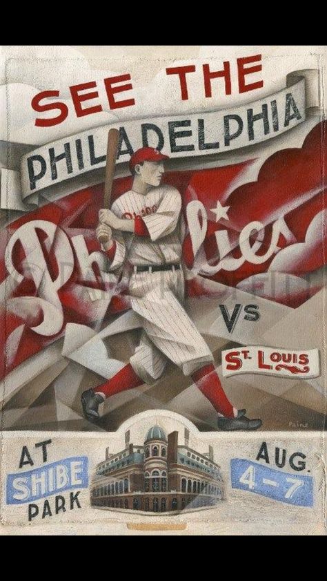 Philadelphia Phillies by Paine Proffitt Plane Graveyard, Baseball Boys, Baseball Stadium, Sports Room, Sports Art, Vintage Baseball, Philadelphia Phillies, Graveyard, St Louis