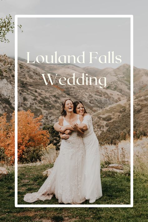 Louland Falls Wedding in Parleys Canyon #wedding #samesexwedding #utahwedding #loulandfalls Gay Wedding Photos, Wedding Venues Utah, Lgbtq Wedding, Lesbian Wedding, Gay Wedding, Utah Weddings, Gorgeous Wedding, Fall Wedding, Wedding Dresses Lace