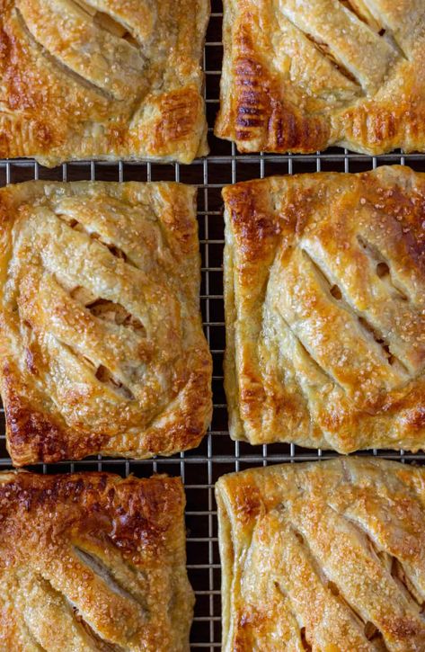 Easy Apple Hand Pies with Puff Pastry - Essence Eats Hand Pies With Puff Pastry, Apple Tart Puff Pastry, Warm Cinnamon Apples, Apple Recipes With Puff Pastry, Recipes With Puff Pastry, Puff Pastry Apple Pie, Sweet Puff Pastry Recipes, Peach Puff Pastry, Sweet Puff Pastry