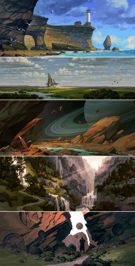 Fantasy Landscape Digital Art, Enviroment Concepts Art, Fantasy Environment Art, Environment Concept Art Landscape, Scenery Concept Art, Ocean Concept Art, Nature Concept Art, Space Concept Art, Landscape Concept Art