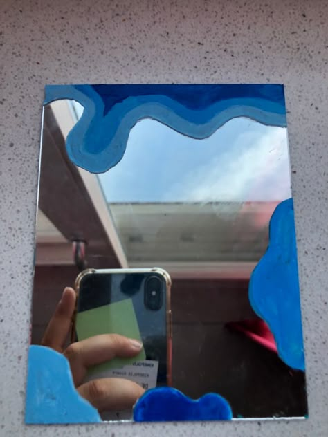 Square Mirror Ideas Diy Paint, Mirror Painting Ideas Rectangle, Mirror Pieces Art, Simple Mirror Painting, Rectangle Mirror Painting, Small Mirror Painting, Square Mirror Painting, Square Mirror Ideas Diy, Activities For Girls Night