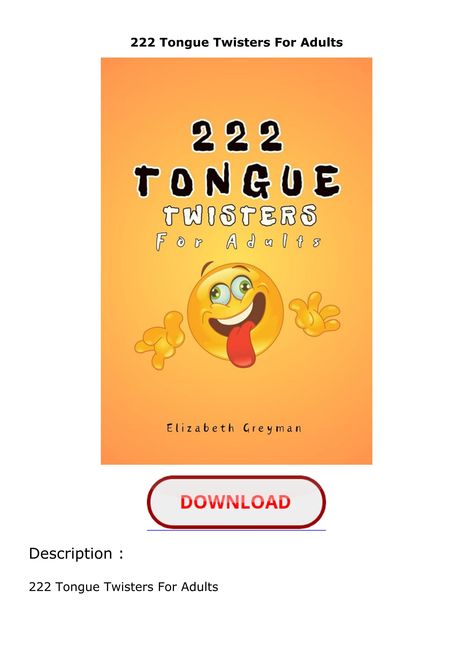 kindle 222 Tongue Twisters For Adults Tongue Twisters, Reading Online, Reading