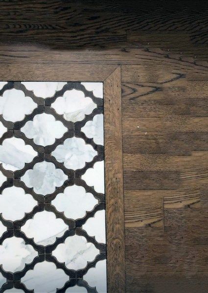 Top 50 Best Entryway Tile Ideas - Foyer Designs Tile Entryway Transition To Wood Floor, Tile And Hardwood Floor Combination Entryway, Tiled Entryway Floor Front Entry, Decorative Floor Tile Entryway, Foyer Tile Design, Tiled Front Entrance, Tile And Wood Entryway, Tile For Entryway Entrance, Tile Rug Entryway