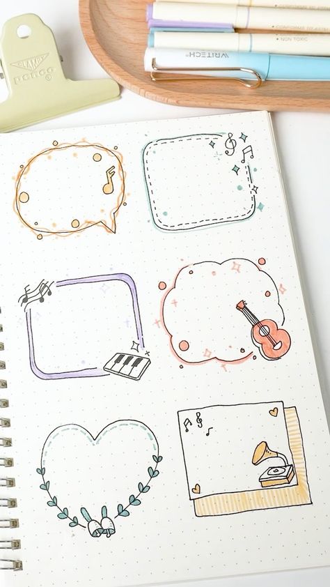 Note Doodles Cute, Creative Notes Design, Marcos Astetics, Notes Ideas Aesthetic, Cute Notebook Ideas, Aesthetic Boarders, Vintage Doodles, Bullet Journal Designs, Notes School