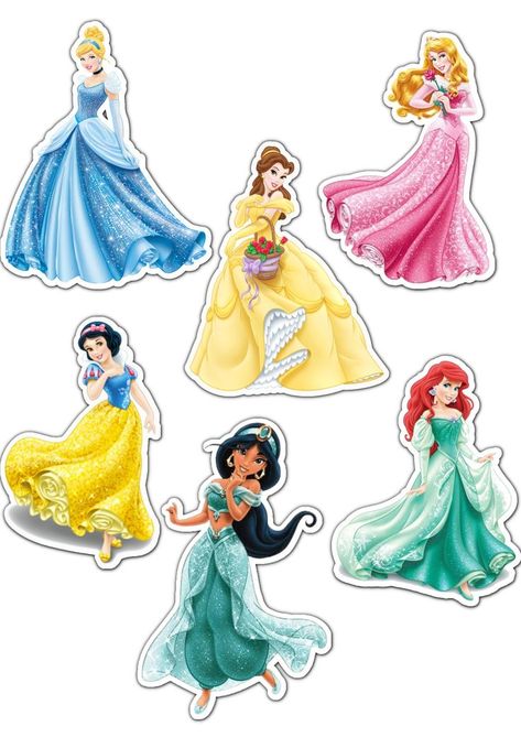 Princess Stickers Printable, Disney Princess Topper, Princess Cake Topper Printable, Princess Birthday Party Decorations Diy, Printable Disney Princess, Princess Topper, Disney Princess Stickers, Disney Princess Printables, Disney Princess Cake Topper