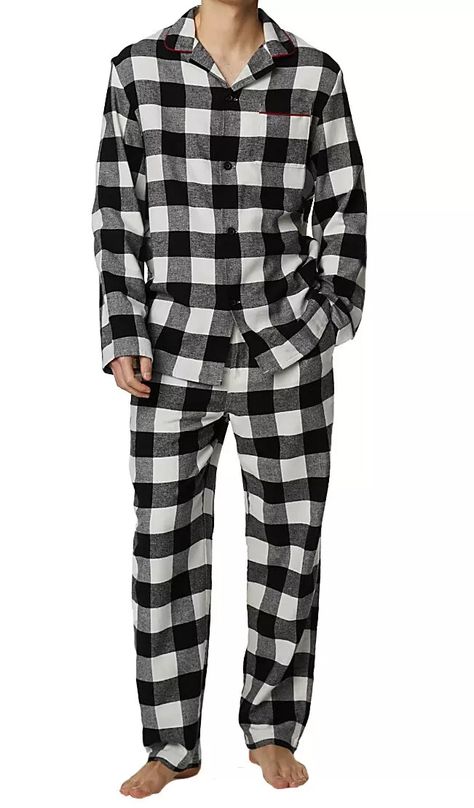 M&S Men's Mono Check Pyjama Set Black/White Sizes S M L XL XXL | eBay Mens Pajamas, Pyjama Set, Brushed Cotton, Nightwear, M S, Pajama Set, Pajamas, Black White, Mens Outfits