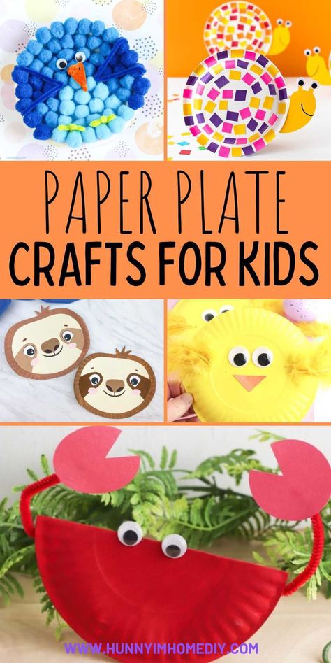 Whether you're looking for crafts for kids to make in preschool or kindergarten, you'll love these cute paper plate crafts! They're fun art projects to make at home or in the classroom. Put together cute animals or colorful rainbows with your kids to pass the time this spring or summer. Easy Kids Crafts Paper, Prek Paper Plate Crafts, Animal Plates Craft, Summer Crafts For Kids 6-8, Crafts For Ages 3-5 Art Projects, Preschool Crafts With Paper Plates, Elementary Crafts For Kids, Group Crafts For Kids, Paper Plate Crafts For Preschoolers