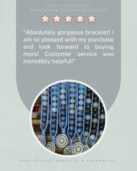 These wonderful reviews came in recently 🙌 Have you been curious about my bracelets Do you have loved ones you like to surprise? How many crystals can you wear at once!?! Right now you'll get a FREE chakra bracelet with any Etsy order! ✨ https://happytipipeople.etsy.com I offer free shipping on orders over $35 - and you can use code SUPPORT15 for 15% off of $30 or more -`♡´- Its a great time to check them out, get a couple into your hands to feel the quality and onto your wrist to enjoy d... Energy Jewelry, Customizable Gifts, Men's Bracelet, Chakra Bracelet, Gorgeous Bracelet, Leather Wrap Bracelet, Boho Bracelets, Loved Ones, Gemstone Bracelet