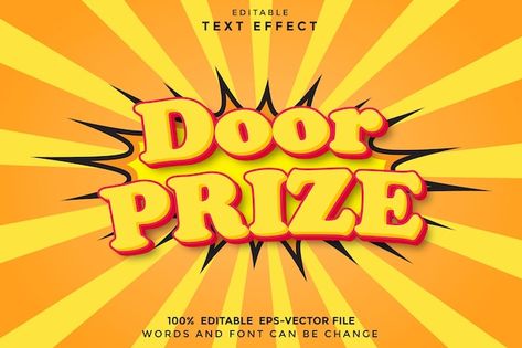 Door prize editable text effect 3d carto... | Premium Vector #Freepik #vector #typeface #comic-text #editable-typography #colorful-text Comic Text, Door Prizes, Wine Guide, Comic Style, 3d Cartoon, Text Effect, Comic Styles, Text Effects, Premium Vector