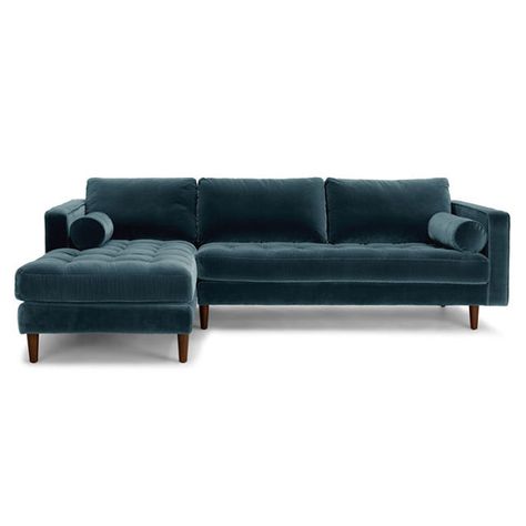 Article Sven Sofa Mid Century Modern Sectional Sofa, Sectional Chaise, Velvet Sectional, Tufted Bench, Sectional Sofa Couch, Pacific Blue, Velvet Sofa, Sofas And Chairs, L Shape