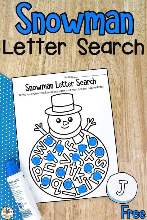 This Snowman Letter Search Activity is a fun way for pre-readers to practice identifying and matching capital and lowercase letters! Penguins Kindergarten, Penguin Preschool, Arctic Animals Activities, Winter Literacy Activities, Arctic Animals Preschool, January Kindergarten, Penguin Activities, Literacy Activities Preschool, Snowmen Activities