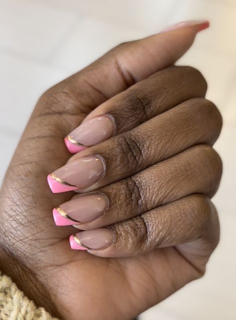 French Manicure Pink, Nice Nails, French Acrylic Nails, Manicure Pedicure, Mani Pedi, French Manicure, Manicure And Pedicure, How To Do Nails, Pink Gold