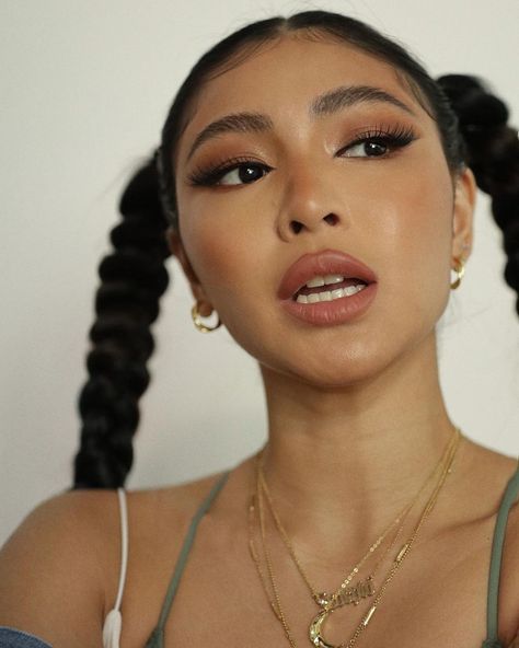 Nadine Lustre Makeup, Nadine Lustre, Social Post, Ig Post, Girl Crushes, Jelly, Makeup Looks, Hair Makeup, Hoop Earrings