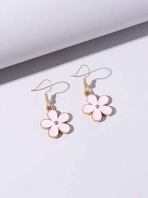 Flower Charm Drop Earrings Preppy Earrings, Pink Vacation, Pink Flower Earrings, Mini Earrings, Daisy Earrings, Sparkle Earrings, Fancy Jewellery, Trendy Earrings, Fashion Jewelry Earrings