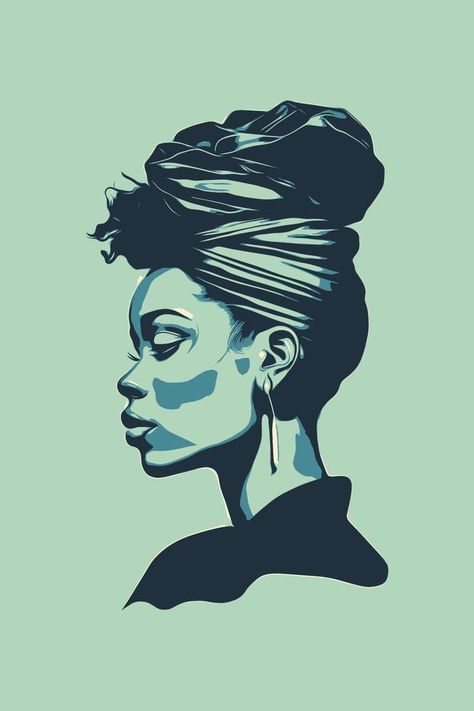 Black woman side view, vector silhouette Black Woman Side Profile Drawing, Side Profile Painting, Woman Side View, Romantic Morning, Traditional Tattoo Woman, African Portraits Art, Black Woman Silhouette, Side View Drawing, Shadow Painting