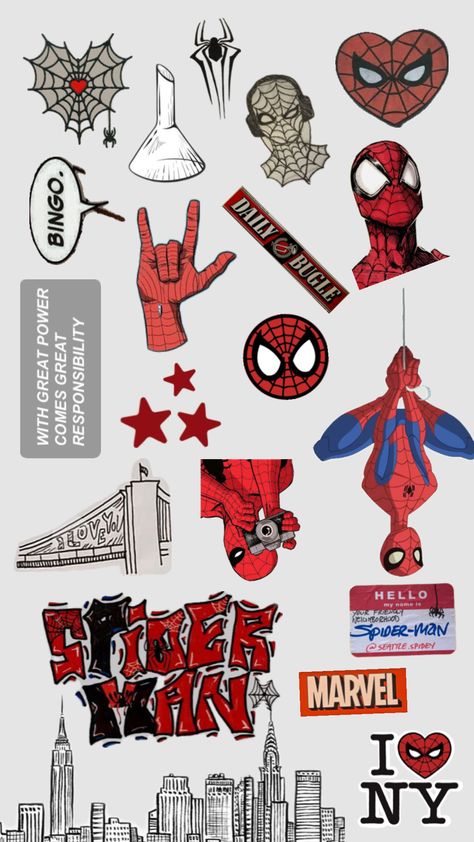 #spiderman #marvel #newyork #peterparker #milesmorales Spiderman Phone Case, Cottagecore Prints, Phone Cover Stickers, Spiderman Stickers, Drawings For Boyfriend, Legs Mehndi Design, Cute Laptop Stickers, Anime Printables, Basic Embroidery Stitches