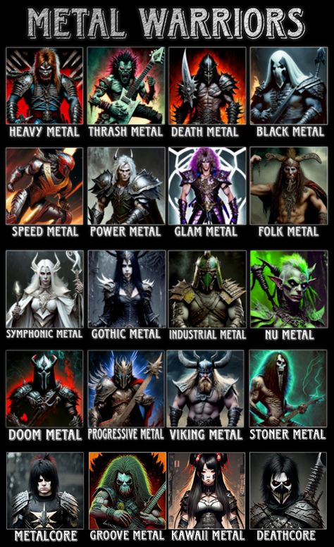 Types of Heavy Metal Heavy Metal Profile Picture, 80s Metalhead, Heavy Metal Bands Art, Heavy Metal Aesthetic, Heavy Metal Quote, Heavy Metal Tattoo, Heavy Metal Funny, Heavy Metal 1981, Metal Genres