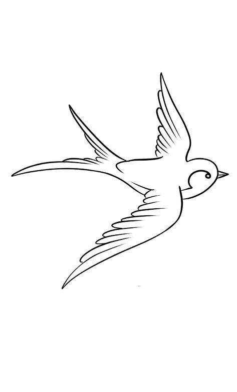 Swallow Bird Drawing Simple, Classic Swallow Tattoo, Sparrow Line Drawing, Swallows Drawing, Swallows Tattoos, Hawaiian Flower Drawing, 25 Tattoo, Bird Line Drawing, Sparrow Drawing