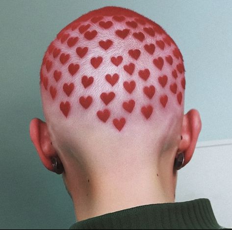 Buzz Cut Dyed, Bald Baddie, Man Hairstyle, Hair Heart, Interesting Hair, Short Dyed Hair, Buzzed Hair, Hair Tattoo, Richard Pryor