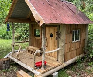 Backyard Projects - Instructables Rustic Playhouse Outdoor, Pallet Tree House Diy Simple, Rustic Playhouse, Small Log Cabin, Build A Playhouse, Beach Wood, Tiny Cabin, Tiny House Cabin, Cabin In The Woods