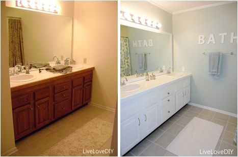 Easy DIY ideas for updating older bathrooms. So many great ideas including how to paint tile & grout, and how to frame in a mirror! Bathroom Tile Diy, Old Bathrooms, Old Bathroom, Decorating Bathroom, Beige Tile, Bathroom Redo, Bathroom Update, Bathroom Renos, Painting Tile