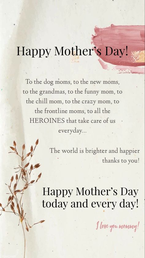 Happy Mother’s Day card for instagram, facebook, snapchat, twitter... Show some love to all the moms in your life by telling them how special they are on this day! 💕 #happymothersday #quotes #greetingcard #printables Happy Mother's Day Aesthetic, Mothers Day Special Quotes, Captain For Mother's Day, Happy Mothers Day Aesthetic, Mother Day Lines In English, Mother’s Day Caption Ideas, Mother's Day Shayari In English, Happy Mother's Day To All Wishes, Happy Mother's Day Wishes Happy Mothers Day Wishes Mom