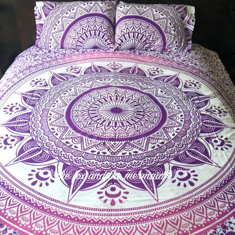 Mandela Bedding, Witchy Bed Covers, Dream Pillow Wiccan, Purple Duvet Cover, Flower Duvet Cover, Mandala Duvet Cover, Psychadelic Bedding, Indian Tapestry, Turquoise And Purple Bedroom Madala Moon And Dreamcatcher Comforter