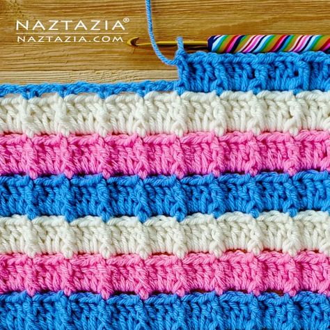 Crochet Textured Box Stitch - Naztazia ® Bobble Stitch Tutorial, Popcorn Stitch Crochet, Crochet Box Stitch, Crockpot Express, Crochet Stitches Symbols, Crochet Blanket Tutorial, Box Stitch, Crochet Squares Afghan, Crochet Ornament Patterns