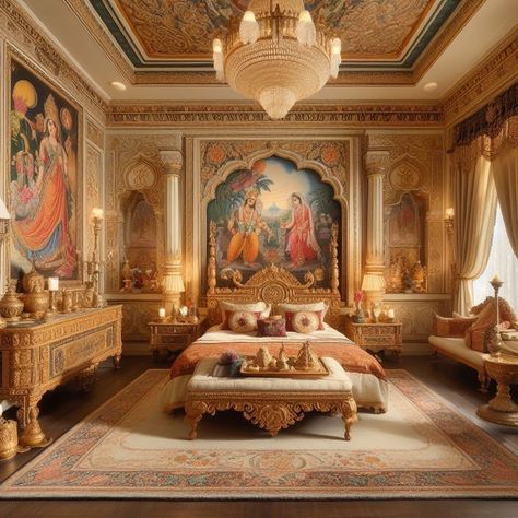 Indian Royal Home Decor, Bedroom Design Indian, Indian Bedroom Design, Victorian Room, Auditorium Design, Royal Room, Royal Bedroom, Indian Room, Indian Bedroom