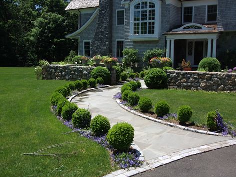 Front Yard Boxwood Landscaping, Front Porch Landscaping Ideas, Front Walkway Landscaping, Sidewalk Landscaping, Front Yard Walkway, Boxwood Landscaping, Porch Landscaping, Walkway Landscaping, Front Yard Landscaping Pictures