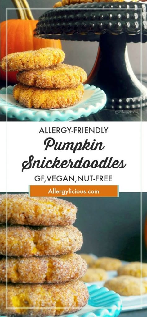 Gluten Free Desserts Thanksgiving, Nut Free Cookies, Nut Free Desserts, Gluten Free Pumpkin Recipes, Gluten Free Halloween, Pumpkin Snickerdoodles, Maple Frosting, Vegan Pumpkin Recipes, Gluten Free Gingerbread