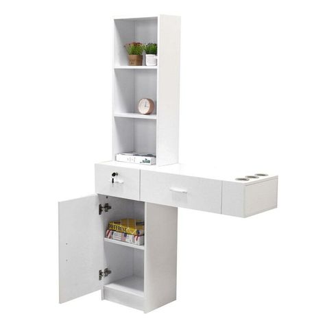 Hair Styling Station, Bunk Bed Designs For Teens, Hair Stations, Home Hair Salons, Wall Mounted Shelf, Desk Wall, Styling Stations, Lockable Storage, Salon Suites