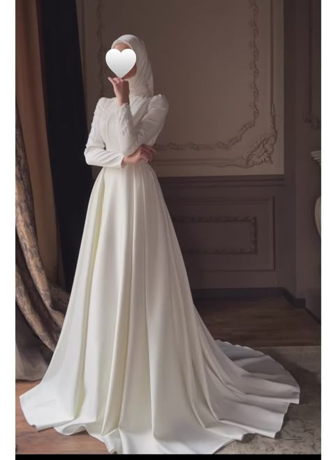 Bride Dress Hijab, Turkish Wedding Dress, Islamic Wedding Dress, Modest Bridal Dresses, Wedding Dress Illustrations, Muslimah Wedding Dress, Muslimah Wedding, Hijab Wedding Dresses, Bride Dress Simple